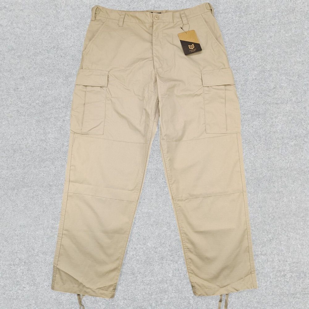 Mission Made Tactical Pants Men's L (38x31) Beige Cargo Ripstop Stretch Outdoors
